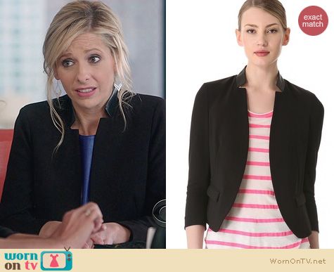 The Crazy Ones Fashion: Rebecca Taylor Leather Trim Blazer worn by Sarah Michelle Gellar