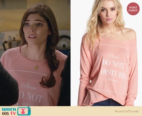 The Crazy Ones Style: Wildfox Do Not Disturb Top worn by Amanda Setton