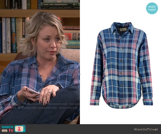 Current Elliott The Prep School Plaid Cotton Shirt worn by Penny Hofstadter (Kaley Cuoco) on The Big Bang Theory