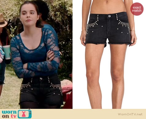 Current Elliott Boyfriend Shorts with Studs worn by Vanessa Marano on Switched at Birth