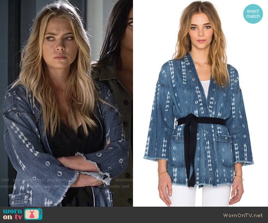 Current Elliott The Kimono Denim Jacket in Kyoto Print worn by Hanna Marin (Ashley Benson) on Pretty Little Liars