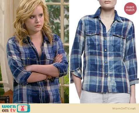 Current Elliott Perfect Shirt in Tresles with Repair worn by Taylor Sprietler on Melissa & Joey