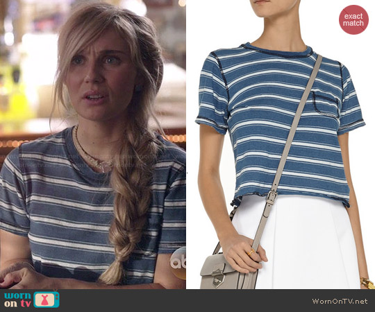 Current Elliott Striped Cropped Tee in Castaway worn by Clare Bowen on Nashville