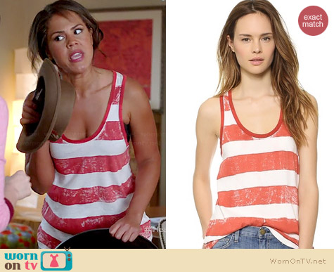 Current Elliott The Athletic Tank in Scarlet Stripe worn by Lenora Crichlow on A to Z