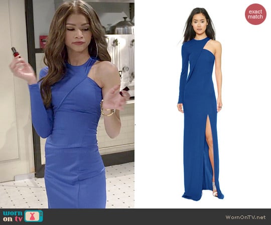 Cut 25 by Yigal Azrouel One Shoulder Long Sleeve Gown worn by Zendaya on KC Undercover