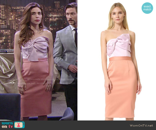 Cynthia Rowley Strapless Bow Dress worn by Victoria Newman (Amelia Heinle) on The Young and the Restless