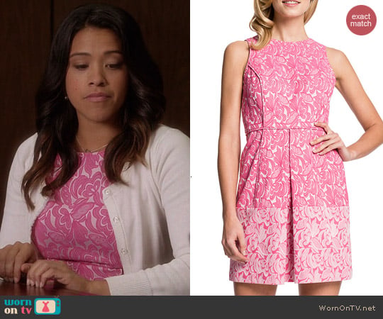 Cynthia Steffe Aniston Dress in Hyper Pink worn by Gina Rodriguez on Jane the Virgin