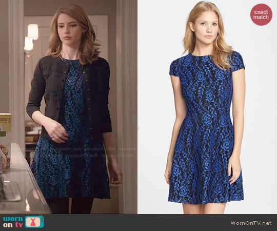 Cynthia Steffe 'Textured Rose' Lace Fit & Flare Dress worn by Stephanie 'Stevie' McCord (Wallis Currie-Wood) on Madam Secretary