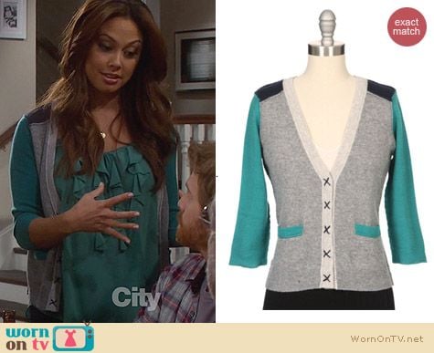 Fashion of Dads: Autumn Cashmere Colorblock cardigan worn by Vanessa Lachey