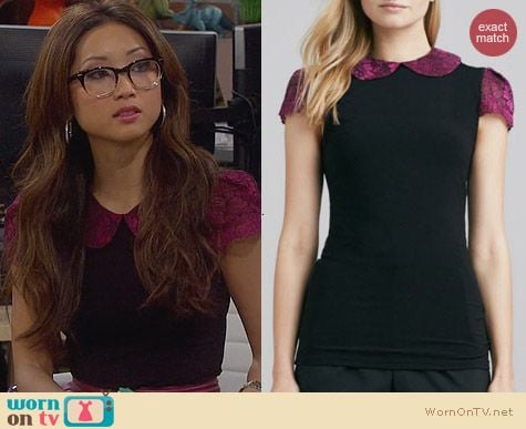 Fashion of Dads: Alice + Olivia floral print solid top worn by Brenda Song