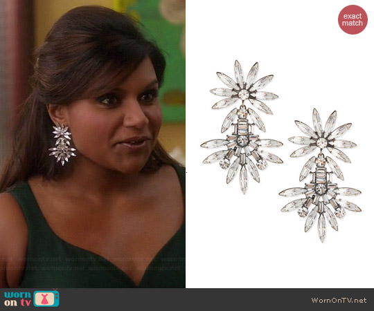 Dannijo Katie Large Crystal Earrings worn by Mindy Kaling on The Mindy Project