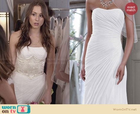 David's Bridal Gown V3540 worn by Troian Bellisario on PLL