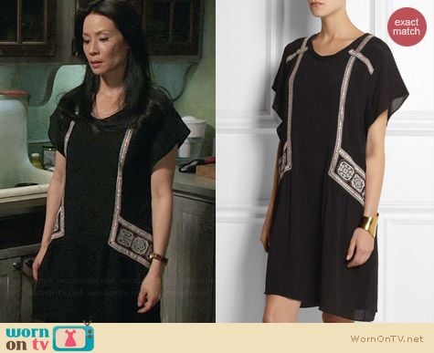 DAY Birger et Mikkelsen Folk Oversized Embroidered Crepe Dress worn by Lucy Liu on Elementary