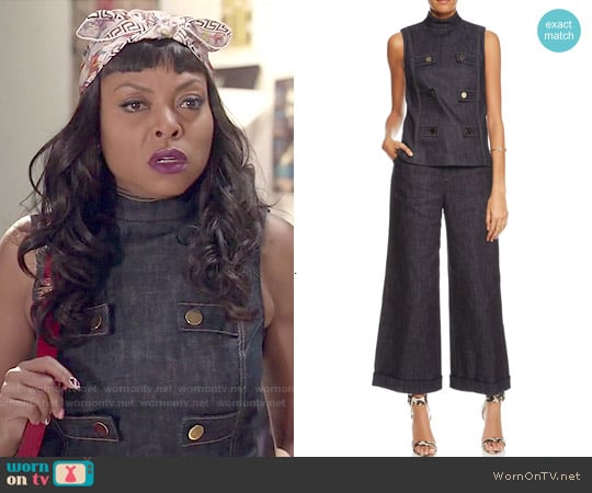 Derek Lam Indigo Denim Sleeveless Military Top worn by Cookie Lyon (Taraji P. Henson) on Empire