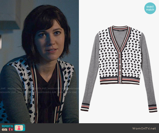 Derek Lam Crescent Print Cardigan worn by Laurel Healy (Mary Elizabeth Winstead) on BrainDead