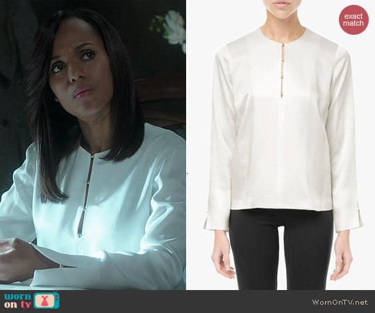 Derek Lam Ivory Long Sleeve Blouse worn by Kerry Washington on Scandal