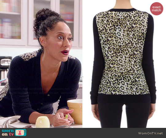 Derek Lam Leopard Print Back Cardigan worn by Tracee Ellis Ross on Black-ish