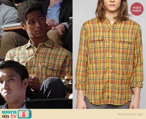 Devil's Harvest Yellow Plaid Flannel Shirt worn by Alfred Enoch on HTGAWM