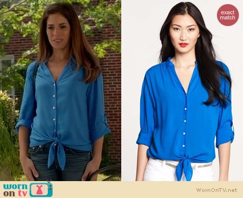 Devious Maids Fashion: Ann Taylor Tie front rolled sleeve blouse worn by Ana Oritz