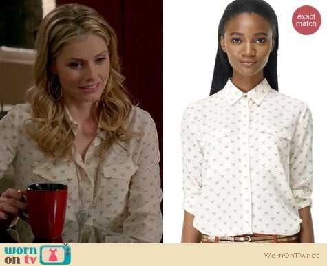 Devious Maids Fashion: Madewell crossed swords topaz silk shirt worn by Brianna Brown