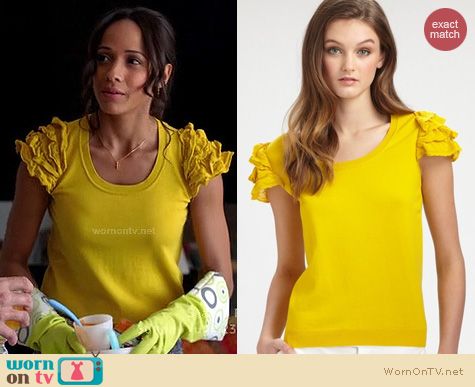 Devious Maids Fashion: RED Valentino Ruffle sleeve top worn by Dania Ramirez