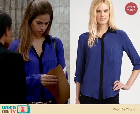 Devious Maids Fashion: Splendid Contrast Collar shirt in blue worn by Ana Oritz