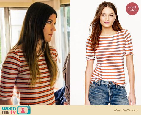 Dexter Fashion: J. Crew Elbow Sleeve Nautical Stripe Boatneck tee worn by Jennifer Carpenter