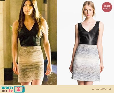 Dexter Fashion: L'Agence leather and jacquard dress worn by Jennifer Carpenter