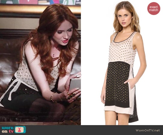 Diane von Furstenberg Abrielle Studded Dress worn by Karen Gillan on Selfie