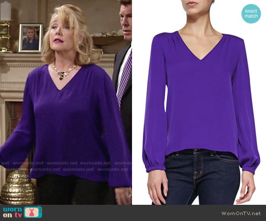 Diane von Furstenberg Arlenis Top worn by Nikki Reed Newman (Melody Thomas-Scott) on The Young and the Restless