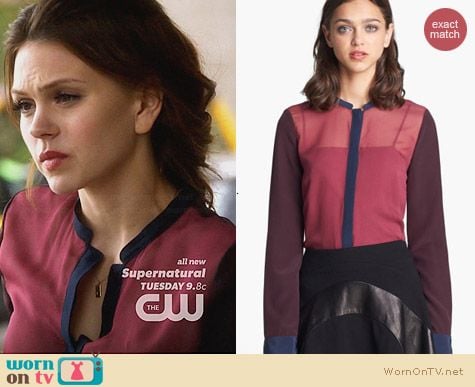 Diane von Furstenberg Cornelia Blouse worn by Aimee Teegarden on Star-Crossed