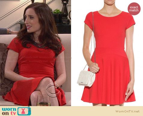 Diane von Furstenberg Delyse Dress in Red worn by Zoe Lister Jones on FWBL