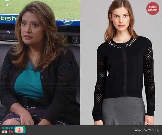 Diane von Furstenberg Donna Embellished Cardigan worn by Cristela Alonzo on Cristela