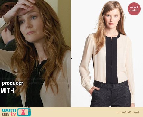 Diane von Furstenberg Etta Colorblock Blouse worn by Darby Stanchfield on Scandal