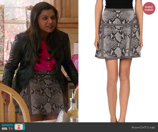 Diane von Furstenberg Flote Snakeskin Skirt worn by Mindy Kaling on The Mindy Project