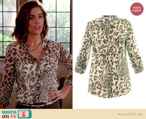 Diane von Furstenberg Gilmore Shirt in Feather Leopard worn by Ana Ortiz on Devious Maids