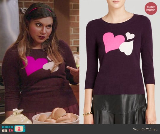 Diane von Furstenberg Cashmere Heart Intarsia Sweater worn by Mindy Lahiri (Mindy Kaling) on The Mindy Project