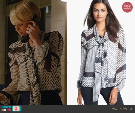 Diane von Furstenberg Jezebel Blouse worn by Karine Vanasse on Revenge