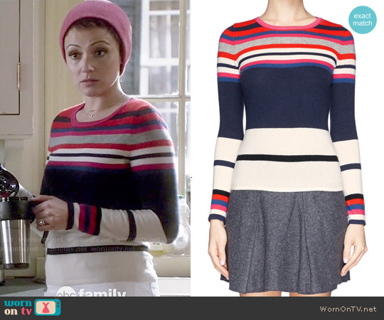 Diane von Furstenberg Jolanta Stripe Cashmere Sweater worn by April Carver (Italia Ricci) on Chasing Life