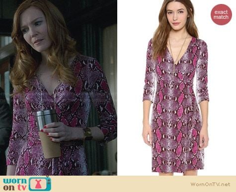 Diane von Furstenberg Julian Two Dress in Python Pop Medium Pink Thistle worn by Darby Stanchfield on Scandal