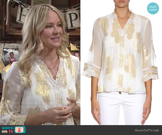 Diane von Furstenberg Layla Blouse worn by Sharon Newman (Sharon Case) on The Young and the Restless