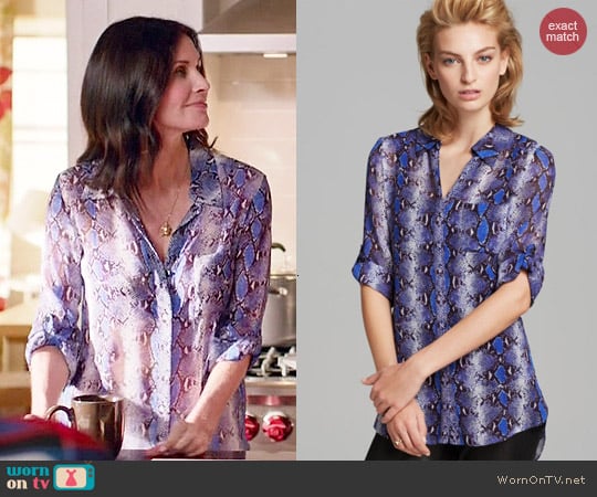 Diane von Furstenberg 'Lorelei Two' Python Print Blouse worn by Jules Cobb (Courtney Cox) on Cougar Town