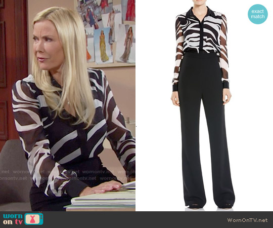 Diane von Furstenberg Mariah Zebra Jumpsuit worn by Brooke Logan (Katherine Kelly Lang) on The Bold and the Beautiful