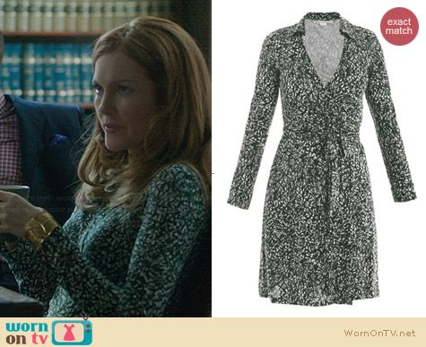 Diane von Furstenberg New Jeanne Two Dress in Grass worn by Darby Stanchfield on Scandal