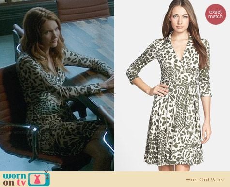 Diane von Furstenberg New Jeanne 2 Dress in Feather Leopard worn by Darby Stanchfield on Scandal