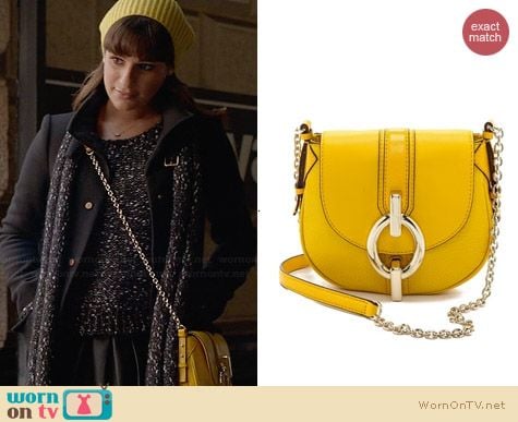 Diane von Furstenberg Sutra Mixed Leather Bag in Canary Yellow worn by Lea Michele on Glee