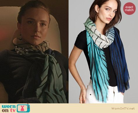 Diane von Furstenberg Tiger Tree Hanovar Scarf in Gradient Teal worn by Hayden Panettiere on Nashville