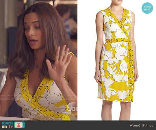 Diane von Furstenberg New Yahzi Dress in Eden Garden/Sunlight worn by April Malloy (Rochelle Aytes) on Mistresses