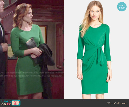 Diane von Furstenberg Zoe Dress in Hunter Green worn by Phyllis Newman (Gina Tognoni) on The Young and the Restless