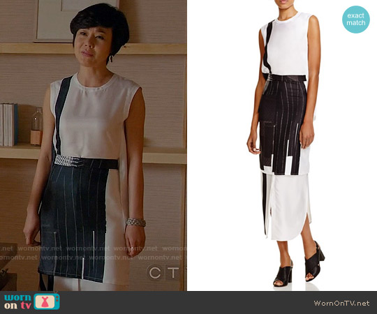 DKNY Patchwork Print Silk Dress worn by Karen Rhodes (Yunjin Kim) on Mistresses